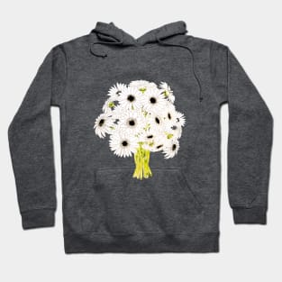 white gerbera flowers ink and watercolor Hoodie